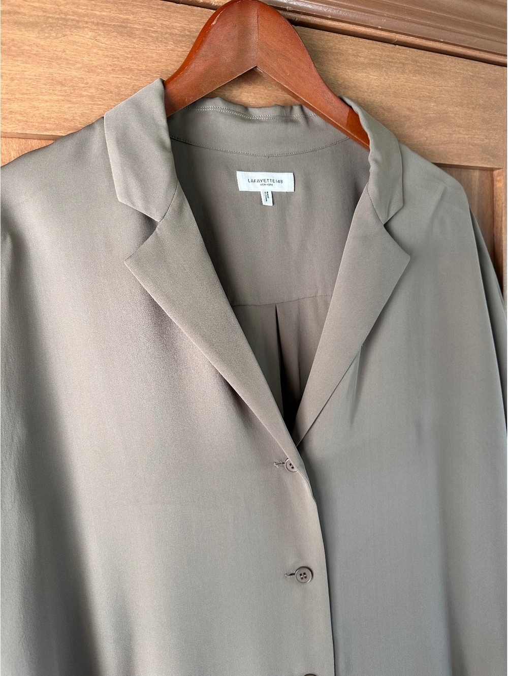 LAFAYETTE 148 New York 100% Organic Silk Georgette Notch Collar Blouse Women XL - Picture 11 of 11